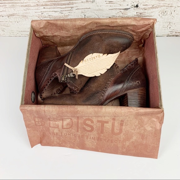 Bed Stu Carla Eggplant Heeled Leather Ankle Bootie - Picture 6 of 7